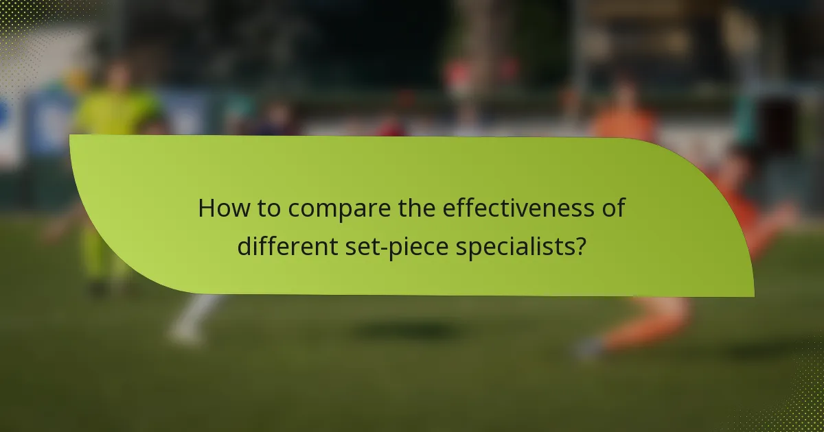 How to compare the effectiveness of different set-piece specialists?
